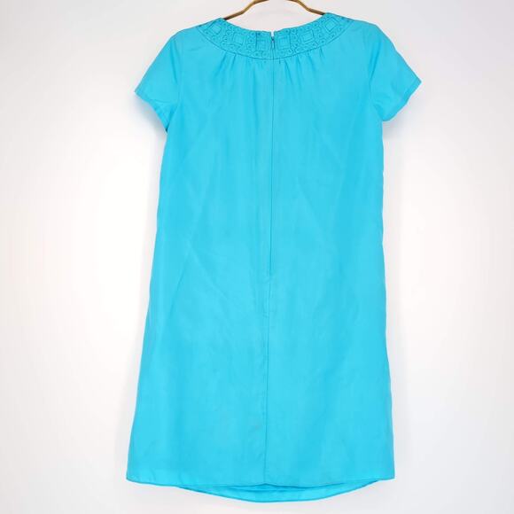Lilly Pulitzer Blue Kathleen Silk Short Sleeved Lined Shift Mini Dress - Size S - Picture 3 of 11